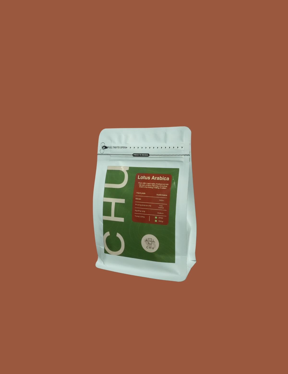 Gói hạt cà phê Lotus Arabica của CHU Kafe